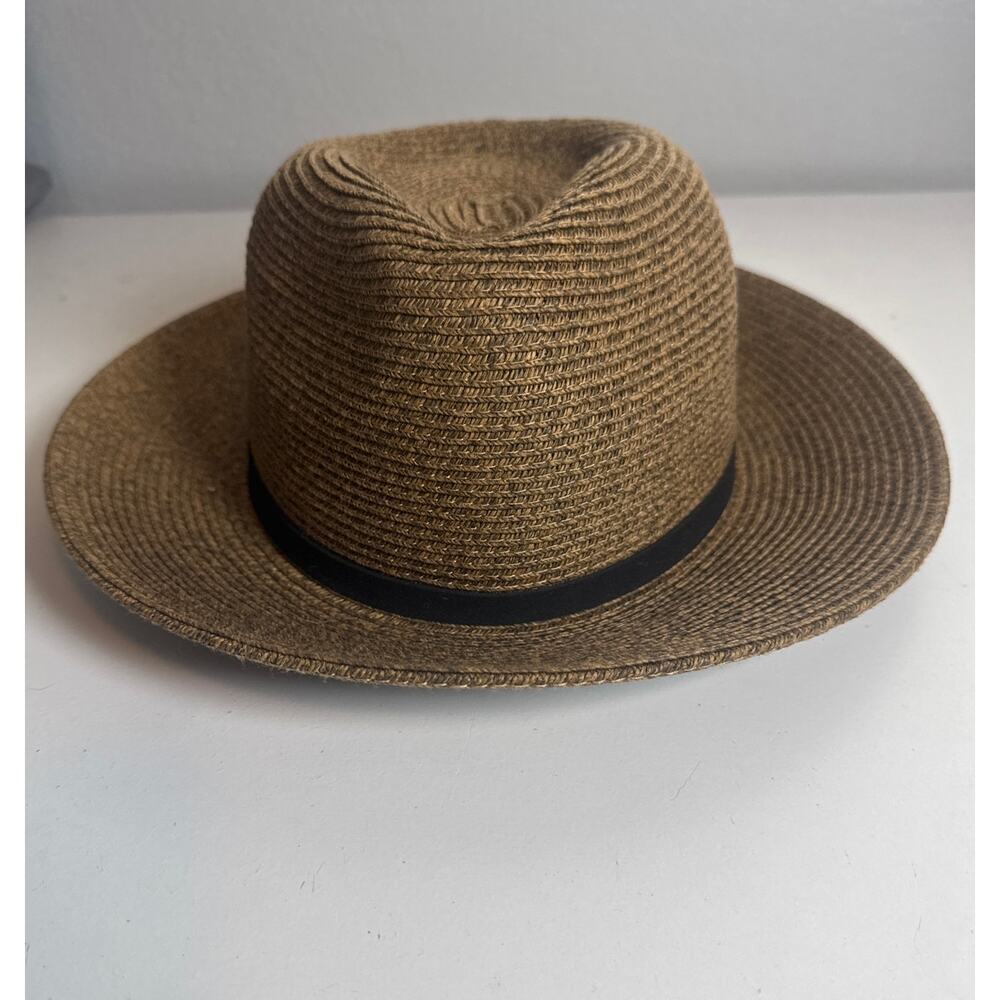 Lucky Brand Straw Hat Brown Black Leather Strap Womens One Size Summer Brimmed - Picture 4 of 7